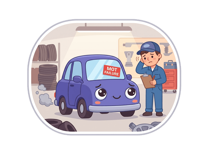 Illustration of mot failure car collection service by Scrap Car Dulwich